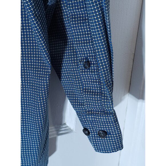 Men's Nicole Miller Blue Micro Check Button-Up Shirt XXL Long Sleeve - Picture 9 of 10
